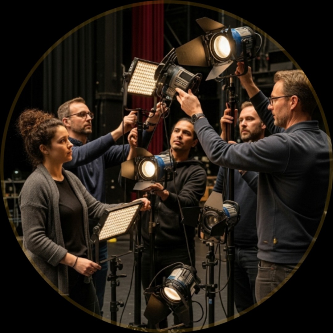 AVL Team working with lighting equipment